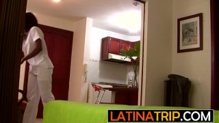 Amateur Colombian ebony maid Natali had to fuck a big cock to avoid jail