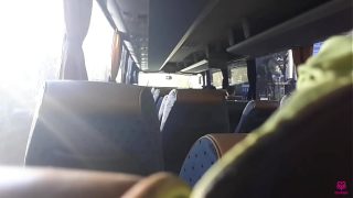 Blowjob on a public bus. Cute blonde set next to me and sucked and swallow cum – Full Video