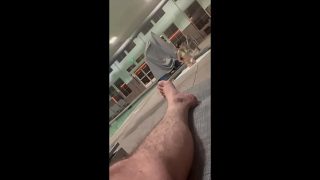 Slut shows up to guy at pool and he follows her into public bathroom and fucks