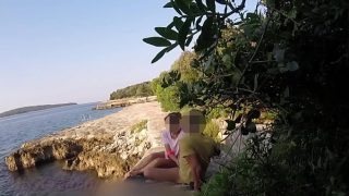 Teen teacher sucks my cock in a public beach in Croatia in front of everyone – it’s very risky with people near- MissCreamy